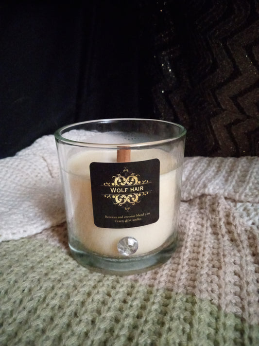 Wolf Hair has a woodsy, vanilla, and honey scents, plus 50 hours of burn time.