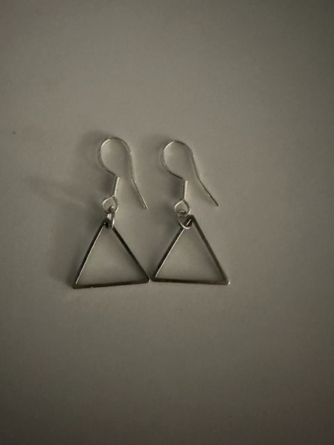 Silver Triangle Drop Earrings